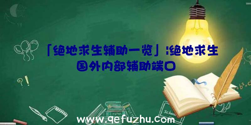 「绝地求生辅助一览」|绝地求生国外内部辅助端口